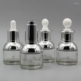 Storage Bottles 30ml Clear Glass Bottle Dropper Lotion Emulsion Essence Oil Gel Serum Moisture Toner Spot Removal Skin Care Cosmetic Packing