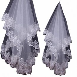 fast Ship White/Ivory Lace Applique Edge One Layer 1.5 M Lg Wedding Veil/Bridal Veil/Bridal Accories Cheap F0p0#