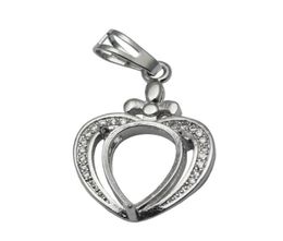 Beadsnice sterling silver necklace pendant tray heart shaped pendant blank cabochon setting gift for friends ID 340521782728