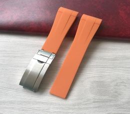 Watch Bands 21mm Orange Curved End Soft RB Silicone Rubber Watchband For Explorer 2 42mm Dial 216570 Strap Bracelet6911164