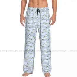 Men's Sleepwear Casual Pajama Sleeping Pants Striped With Cute Frogs Lounge Loose Trousers Comfortable Nightwear