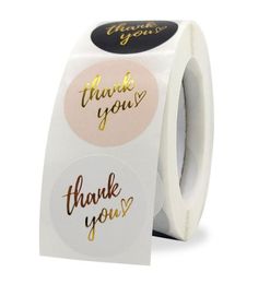 500pcs 15inch Colorful Gold Thank You Adhesive Stickers Gift Box Shop Baking Decor Envelope Label2171673