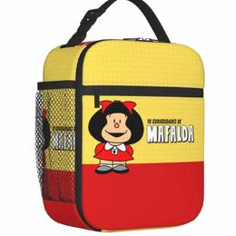 mafalda Anime Portable Lunch Boxes Women Waterproof Comic Carto Thermal Cooler Food Insulated Lunch Bag Kids School Children p4YW#