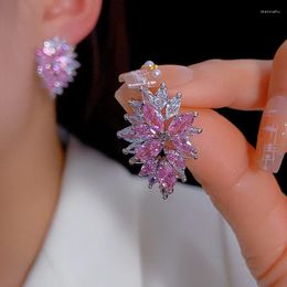 Stud Earrings XUYE Fashion Korean Style Crystal CZ Stone Flowers 925 Silver Needle Luxury Wedding Jewellery Pierced Ear Studs