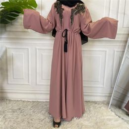 Ethnic Clothing Luxury Embroidery Sequins Abayas Muslim Women Long Dress Arabic Turkey Middle East Maxi Robe Islamic Ramadan Kaftan Dubai