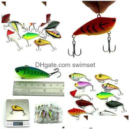 10Pcs 6Cm/10.6G Game Vibe Baits Vib Fishing Lures Hard Bait Fish Ice Sea Tackle Swivel Jig Wobbler Lure Drop Delivery Dh7Yr