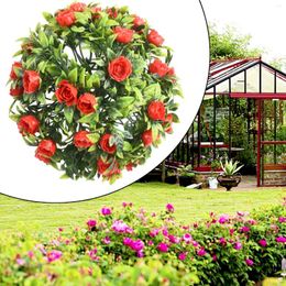 Decorative Flowers Artificial Rose Flower Balls Topiary Hanging Garden Basket Simulation Plant UV Stable Landscaping Decoration Supplies