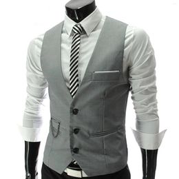 Men's Vests 2024 Grey Dress Slim Fit Mens Suit Vest Casual Sleeveless Waistcoat Gilet Homme Formal Business Jacket Male