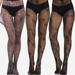 Sexy Socks Classic Lolita Hollowed Out Lace Mesh Stockings Bottomed Pantyhose Women Sexy Japanese Girls Gothic Punk Retro Snake Web Tights 240416