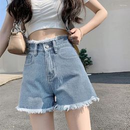 Women's Jeans Denim Shorts For Women With High Waisted And Slim Summer Thin Style Furry Edge Spicy Girl A-line Wide Leg Pants