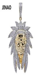 Iced Out Indian Chief Head Charm Pendant & Necklaces Hip Hop Gold Silver Colour Chains For Men Mask Indian Gifts Jewellery 2010137838833