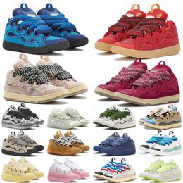 2024 New Fashion luxury designer shoes men laceup extraordinary sneaker leather curb sneakers women shoes calfskin rubber nappa mesh Plate-forme Casual shoes
