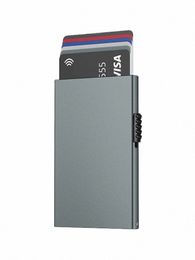card Holder Wallet Minimalist Slim Metal RFID Blocking Card Protector Pop Up Credit Card Wallets for Men V1PJ#