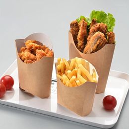 Dinnerware Sets French Fries Box Fast Packing Takeaway Kraft Paper Bowl Snack Anti-oil Cups Take Away Holders Disposable Tool