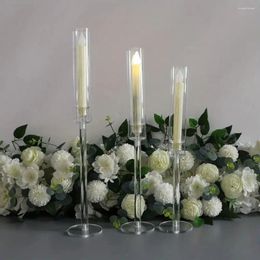 Candle Holders 3 Pcs/set Acrylic Crystal High Quality Clear Centrepieces Delicate Road Lead Candelabra Christmas Decor