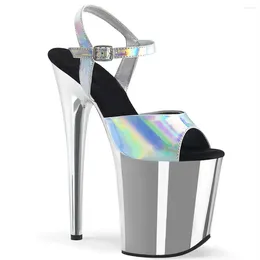 Dance Shoes 20 Cm Sexy Silver Vamp 8 Inch Electroplated Stiletto Sandals/pole Performance Fashion Stage