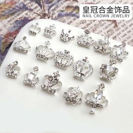 10PCS Exquisite Ice Translucent Crystal Diamonds Crown Alloy Nail Art Rhinestones Jewelry Decorations Manicure Ornaments