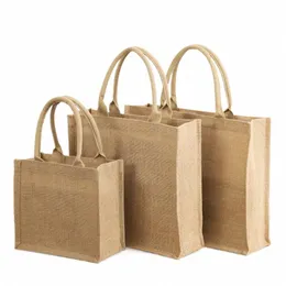 50pcs Brand New Reusable Grocery Bags Waterproof Shop Bag Handle Jute Portable Packaging Bag L4DQ#