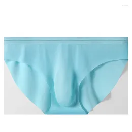 Underpants Men Underwear Ice Silk Traceless Panties 3D Convex Pouch Summer Cool Wet Seductive Bikini Elastic Lingerie Briefs