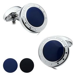 Brand HAWSON Luxury Mens Cufflinks BlueBlack Cuff links Designer French Shirt Cuff for Navy CJ1911166723565