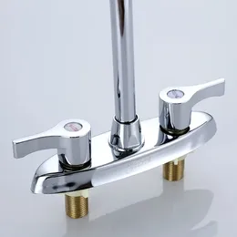 Bathroom Sink Faucets Restaurant Stainless Steel Basin Double Hole Wash Faucet Cold And Table