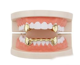 hip hop smooth grillz real gold plated dental grills Vampire tiger teeth rappers body Jewellery four Colours golden silver rose gold 5005739