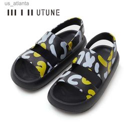 Sandals UTUNE Outside For Women Summer Platform Shoes Printing Beach Female Slides Slippers Outdoor EVA 4CM Thick Sole Non-slip H240416 4TW4