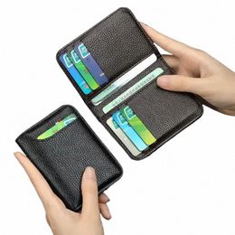 soft Slim Wallets Purse PU Leather Women Men Card Holder Unisex Zipper Busin Card Case Credit Mini Bank Cards Holder t29i#