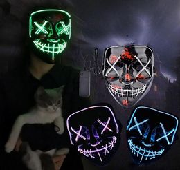 Halloween Horror mask LED Glowing masks Purge Masks Election Mascara Costume DJ Party Light Up Masks Glow In Dark 10 Colours 8799208