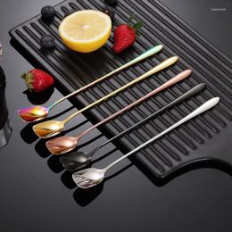 Spoons 304 Stainless Steel Long Handle Coffee Spoon Square Head Shovel Teaspoon Dessert Honey Kitchen Cutlery Tableware Utensils