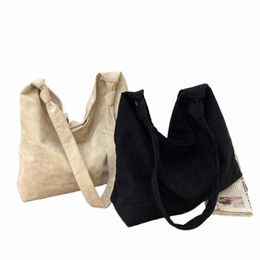 large Capacity Corduroy Bag Japanese Single Shoulder Bag Women's New Korean Fi Leisure Canvas Bag Autumn Winter J7TD#