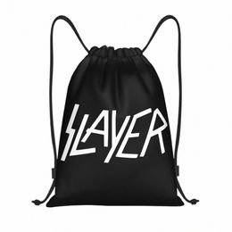 custom Heavy Metal Slayers Print Drawstring Bags for Training Yoga Backpacks Men Women Rock Music Sports Gym Sackpack h2Uv#