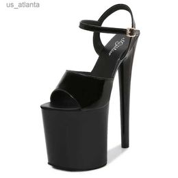 Dress Shoes Sandals Patent Leather 20cm Platform Stiletto Heels Sexy Women Pole Dancing Nightclub Plus Size 34-45 H240416 RVV4