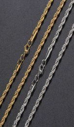 5 MM Gold Plated Chains Necklace Stainless Steel Hiphop Chain DIY Rope Jewellery Findings Length 16quot18quot20quot22q6469382