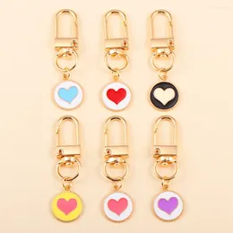 Keychains Multicoloured Enamel Love Heart Keychain Friend Lovers Couple Cute Romantic Bag Car Airpods Box Key Accessories Keyring Gifts