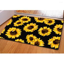 Carpets Sunflower Print Carpet Bathroom Entrance Doormat Bath Indoor Floor Rugs Absorbent Mat Door Mats Kitchen Rug For Home Decorative