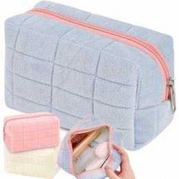 women Zipper Fur Cosmetic Storage Bag Large Solid Makeup Organizer Handbag Statiery Pencil Case Travel Make Up Toiletry Punch C2hq#