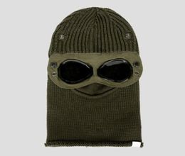 Goggle Balaclava Extra Fine Merino Wool Beanie Knit Hat Men Cap Outdoor Windbreak Hood Retains Heat Skull Caps Black Army Green6680969