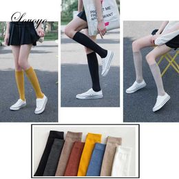 YZD7 Sexy Socks 2 Pairs Women Cotton Knee High Socks Black White Solid color Fashion Casual Calf Sock Female Girl Party Dancing Sexy Long Socks 240416