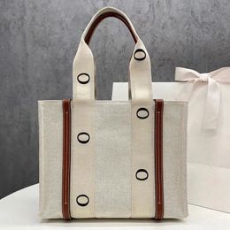 Woodys Einkaufstasche Designerinnen Frauen Handtasche Buchstaberumbetasche Leinen Leinwand Leder-Outfit Strandtaschen große Totes lässige Einkaufstasche Dhgates oberste Qualität 3 Größen