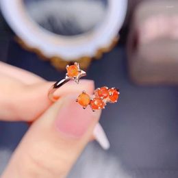 Cluster Rings MeiBaPJ Orange Natural Opal Gemstone Fashion Star Ring For Women Real 925 Sterling Silver Charm Fine Party Jewelry