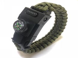 LED Multifunction Bracelets 4mm Survival Paracord Bracelet Survive Outdoor Emergency 550 Paracords Camping Hiking Rscue Hand Rope4977246