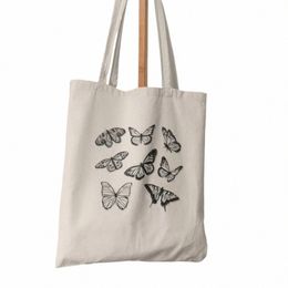 women Shopper Bag Printed Butterfly Tote Bag Shop Bag Canvas Shopper Girl Handbag Tote Shoulder Lady d1Ho#