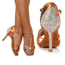 Dance Shoes Sneakers Standard Women Brand Party Ballroom Latin SALSA High Quality Dancing With Diamond Brown Discount BD 217
