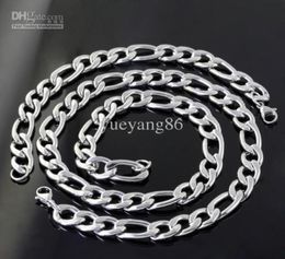 11mm 1set 127g Highly mirror polishing Stainless Steel figaro chain 236 necklace amp 9 braceletFashion mens jewelry set3999959