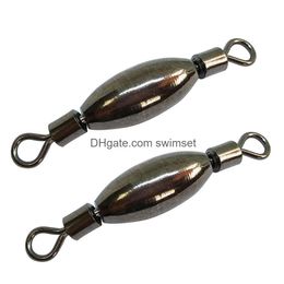 100 Pieces/Lot Copper Sinker Fishing Swivels Bass Weight With Swivel Sea Rock Leader Drop Delivery Dhkpg