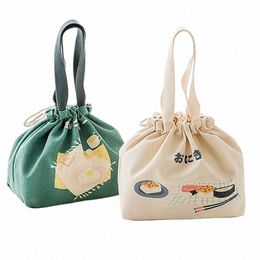 2023 Japanese Style Pattern Cooler Lunch Box Portable Insulated Canvas Lunch Bag Thermal Food Picnic Lunch Bags For Women Kid V07V#