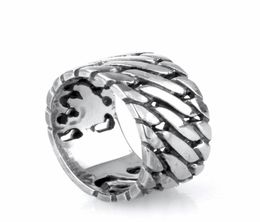 Punk Biker Jewelry Wide Chain Rings Buddha Ring Rock Titanium Stainless Steel Ring Finger Art Retro Drop 3542700