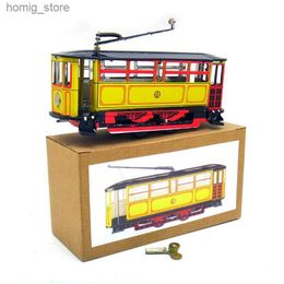 Antique Tin Toy Car Wind Up Robots Iron Metal Car Home Decoration Metal Craft Car Model Collection Toy MS639 Los Angeles Tram Y240416