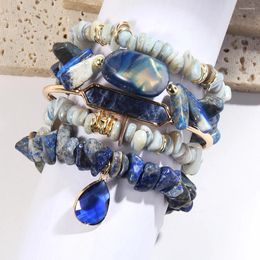 Strand Fashion Bohemian Designer Beaded Bracelet Natural Stone Shell Dorp Charm 5pc Stack Druzy Bangle Bracelets Set